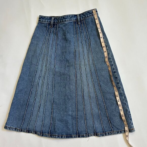 Vintage Denim Jean A Line Midi Skirt Women’s Size M High Waist Modest 90s Y2K - Picture 8 of 10